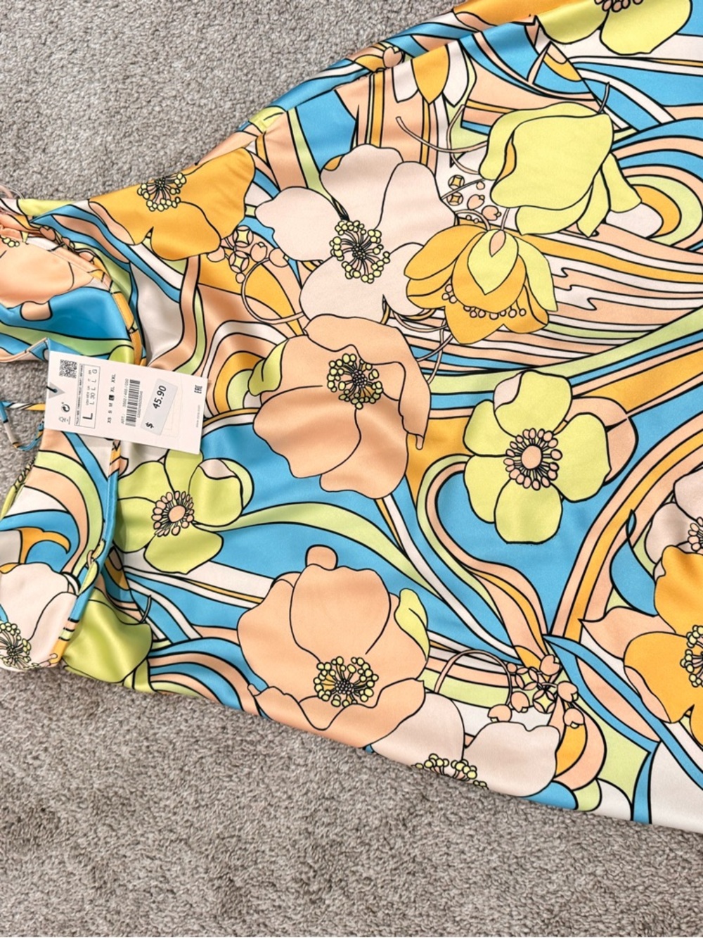 Zara Floral Mini Dress in Blue, Peach, Yellow, Green